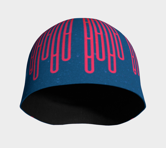 Interior view of a blue beanie, showing the black bamboo lining.