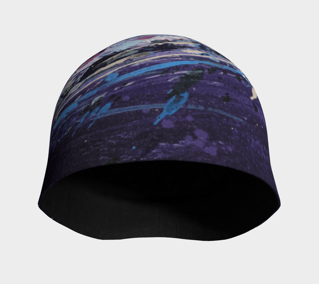 Interior view of the Cosmic Beanie, showing the dark bamboo lining.