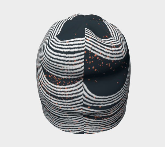 Top view of a Dark Steel Beanie displaying its swirling abstract line design.