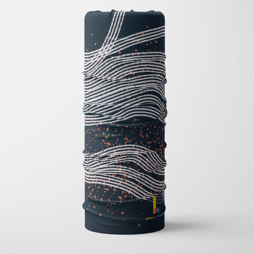 Rolled Dark Steel Multifunctional Tube showcasing its print and texture