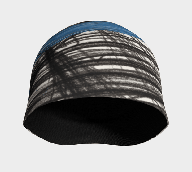Expressive Sketch Black, Blue and White Beanie by Canadian Artist Elise Charette
