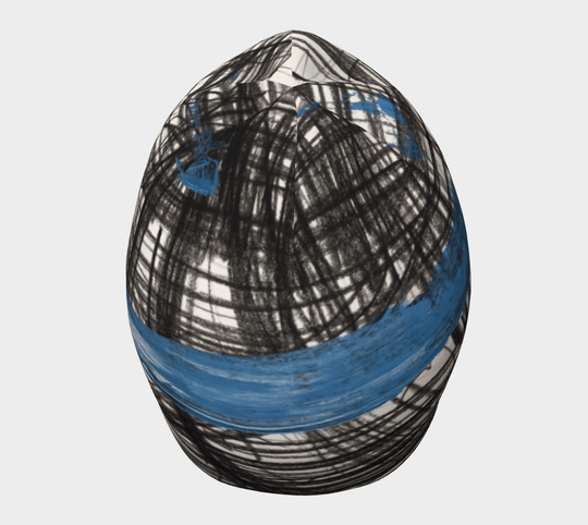 Front view of the Expressive Sketch Beanie on a plain background, emphasizing the artistic pattern.