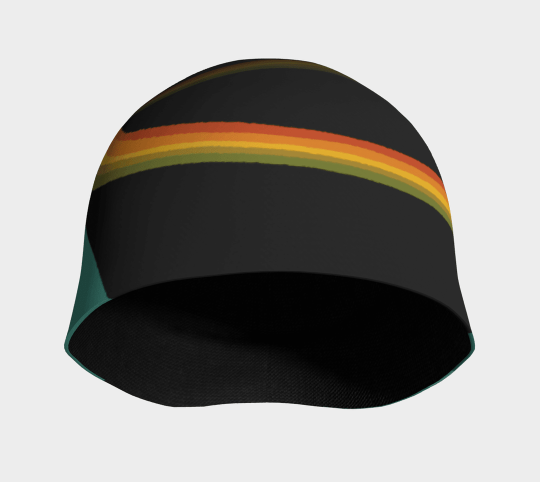 Interior view of the black Flying Saucers beanie, showing the soft bamboo lining.