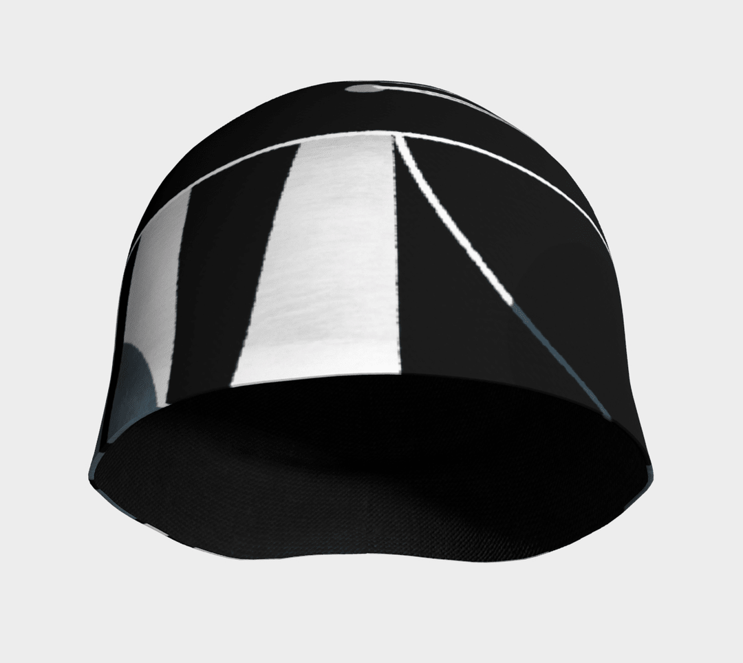 Interior view of the Geometrics Black and Grey Unisex Beanie, showing the black lining.