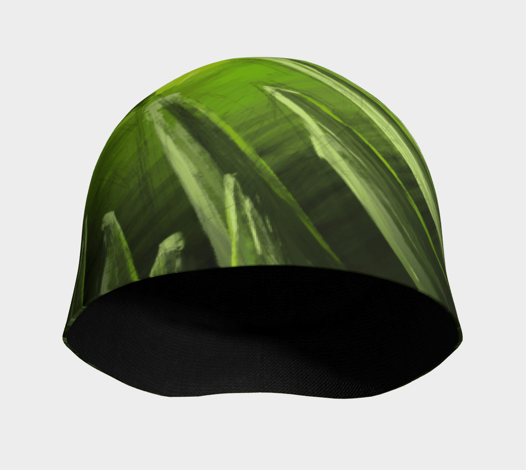 Interior view of the Green Light Sports Beanie, showing the black bamboo fabric lining.