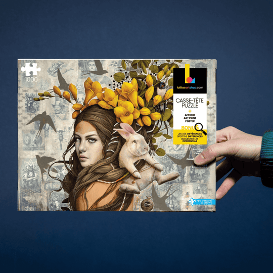 Hand holding the Jigsaw Puzzle Dream 1000-piece puzzle box, showcasing the artwork.