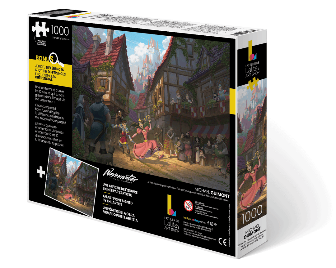 Back of the Jigsaw Puzzle Out Shopping! box detailing the puzzle&