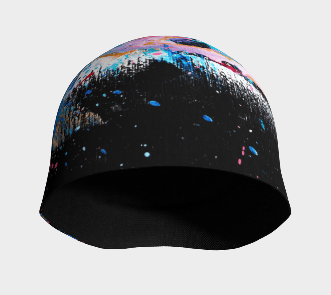 The interior of a black beanie showing its soft bamboo lining.