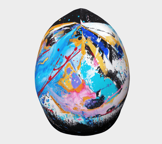 A top-down view of the MatriX Beanie, revealing the full abstract artwork.