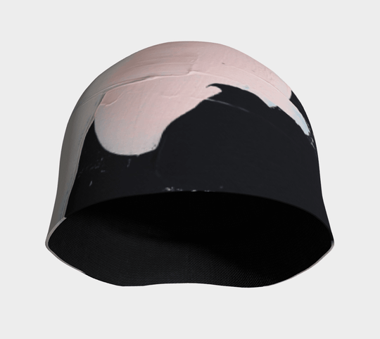 Interior view of the modern quilt beanie, showing the black bamboo lining.