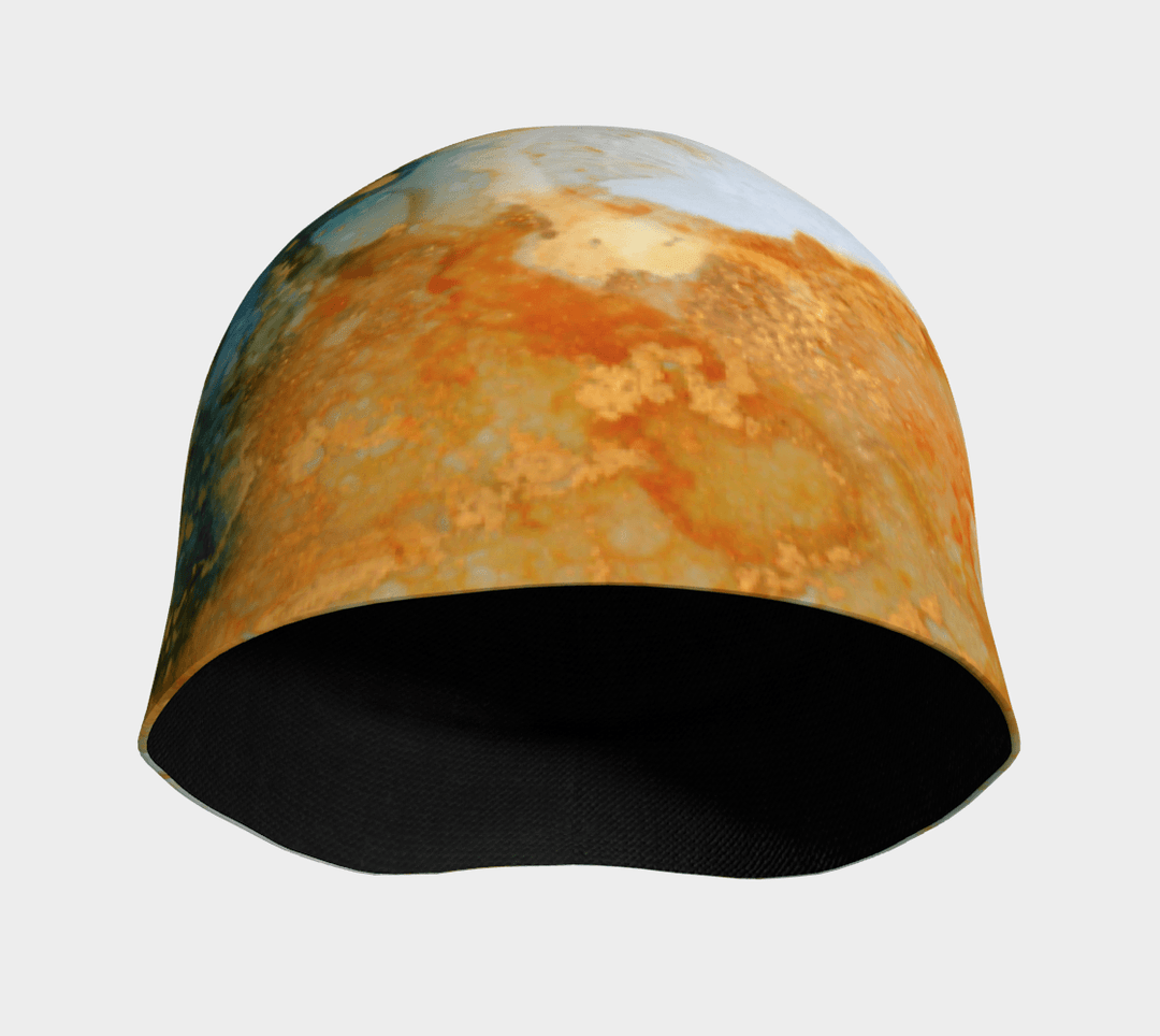 Interior view of the Ocean Marble Beanie, revealing the dark, soft bamboo lining.