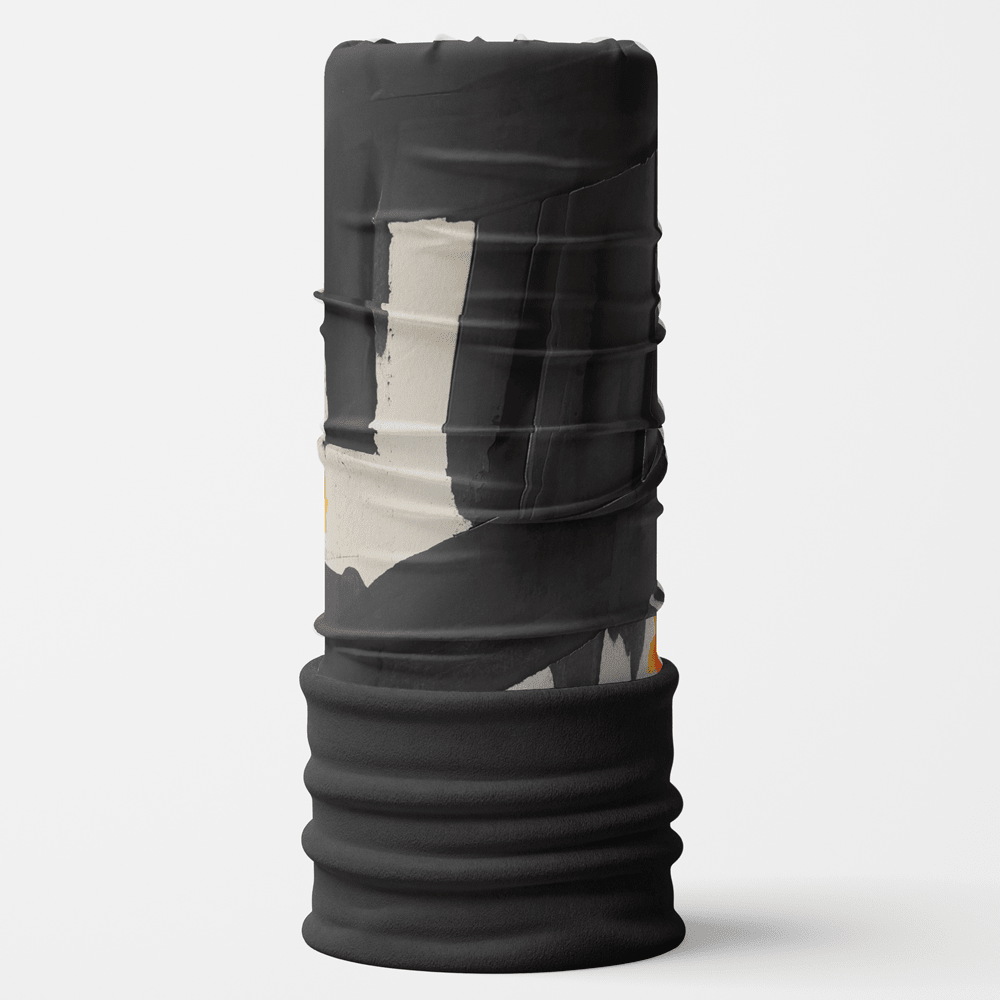 Black and white abstract art pattern on a tall, cylindrical tube with a black fleece bottom.