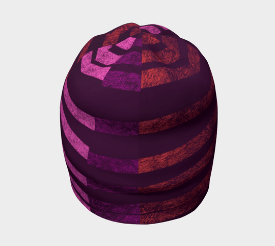Top-down view of the Purple Waves beanie, highlighting the repeating stripe pattern.