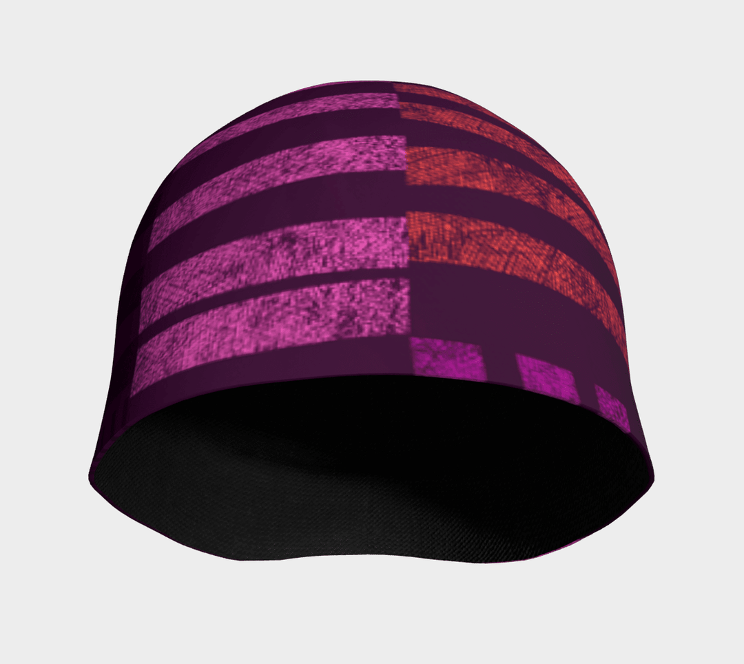 Interior view of the Purple Waves beanie, showing the black bamboo lining.