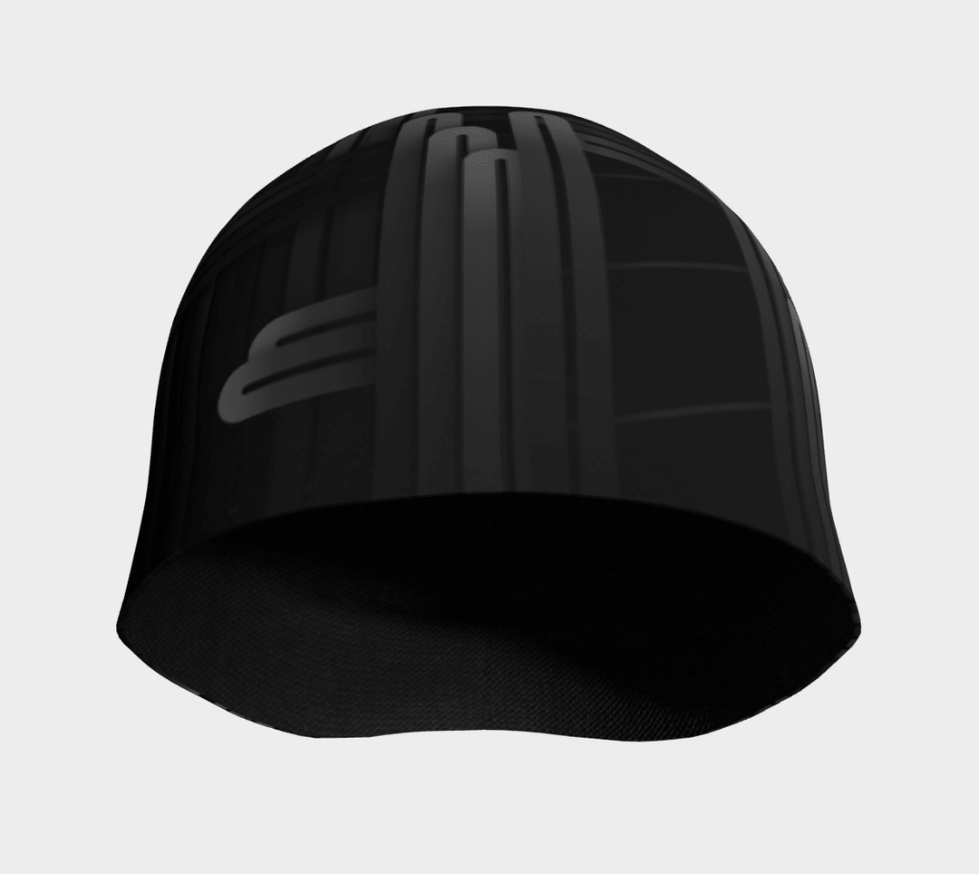 A view of the Radio City Beanie from the front, showcasing its shape and dark colour.