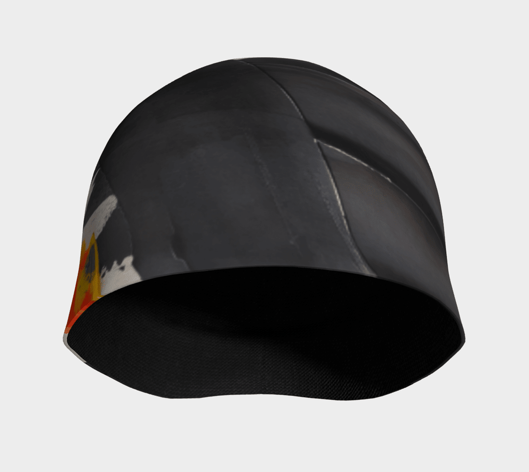 Interior view of a black beanie showing the black bamboo lining.