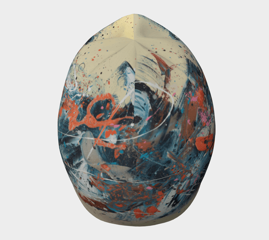 Top view of the Sphénédon Beanie, displaying its abstract painted design.