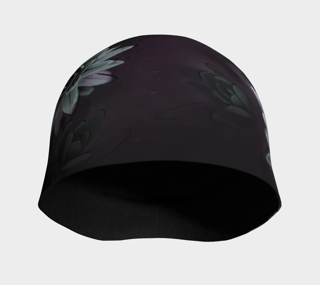 Interior view of the black Succulent Beanie, showing the smooth, dark bamboo fabric lining.