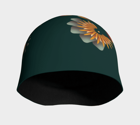 Interior view of a dark green beanie, showing the black bamboo lining.