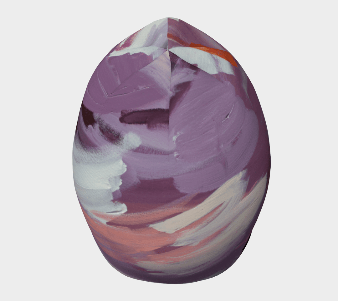 A detailed view of the abstract art pattern on the Tulips Beanie, showcasing brushstrokes.