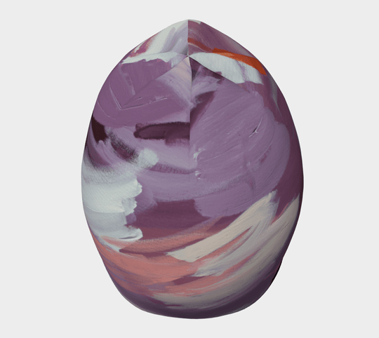 A detailed view of the abstract art pattern on the Tulips Beanie, showcasing brushstrokes.