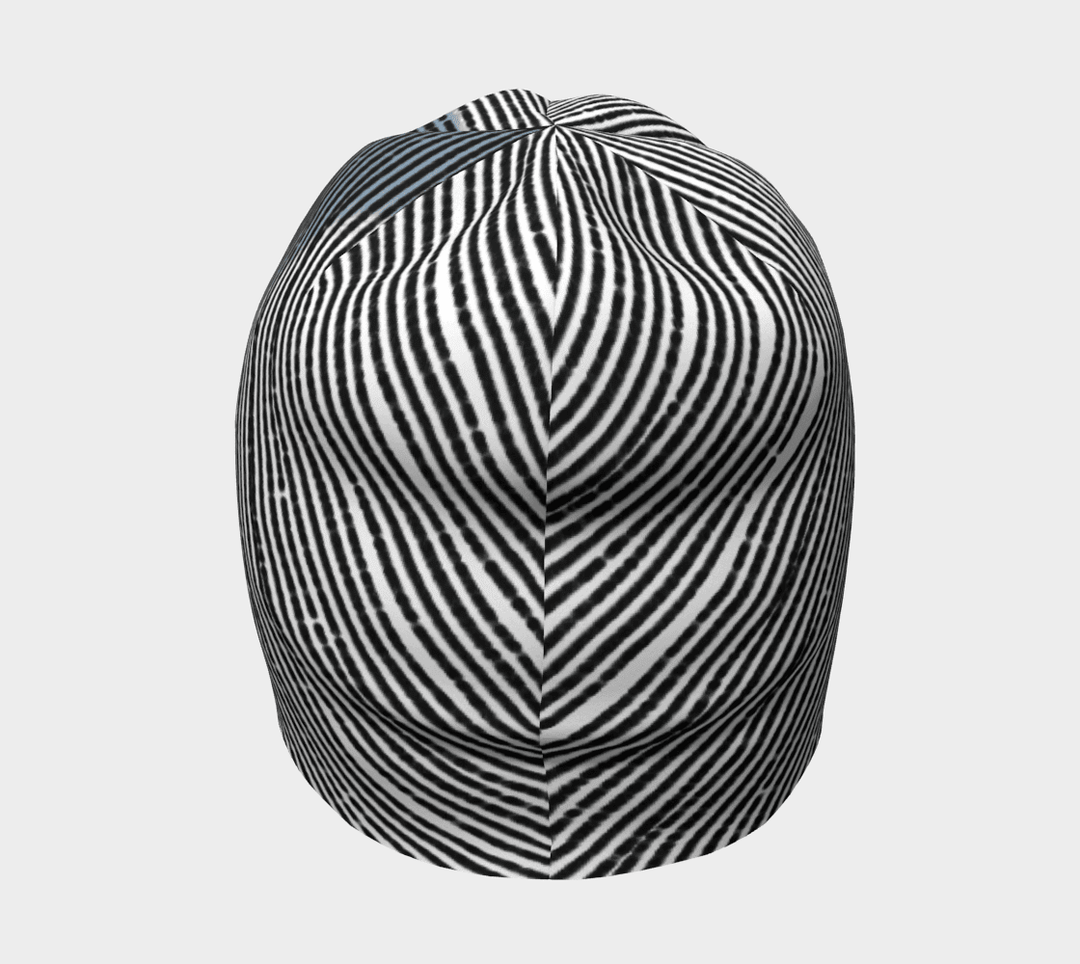 Top-down view of the Unisex Abstract Lines Beanie, showcasing the abstract stripe pattern.