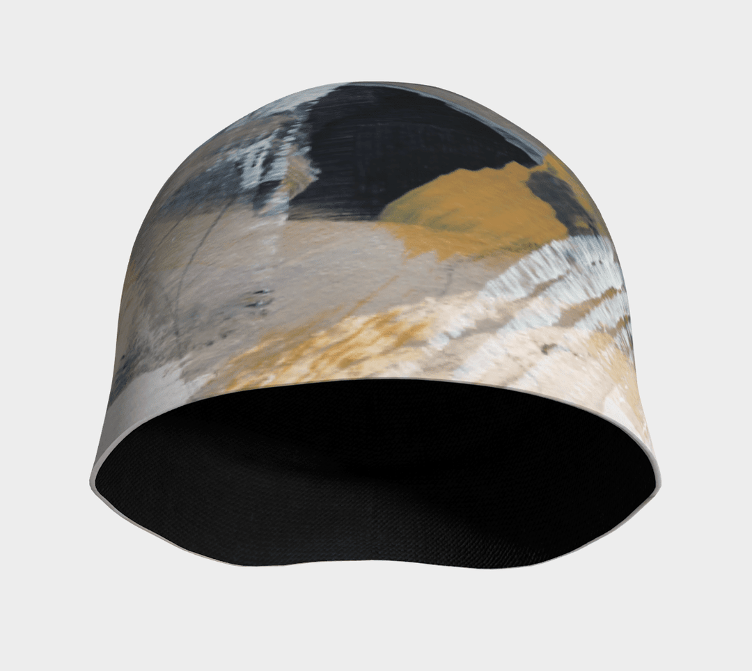 The interior of the Unisex Sand Beanie, revealing its black bamboo lining.
