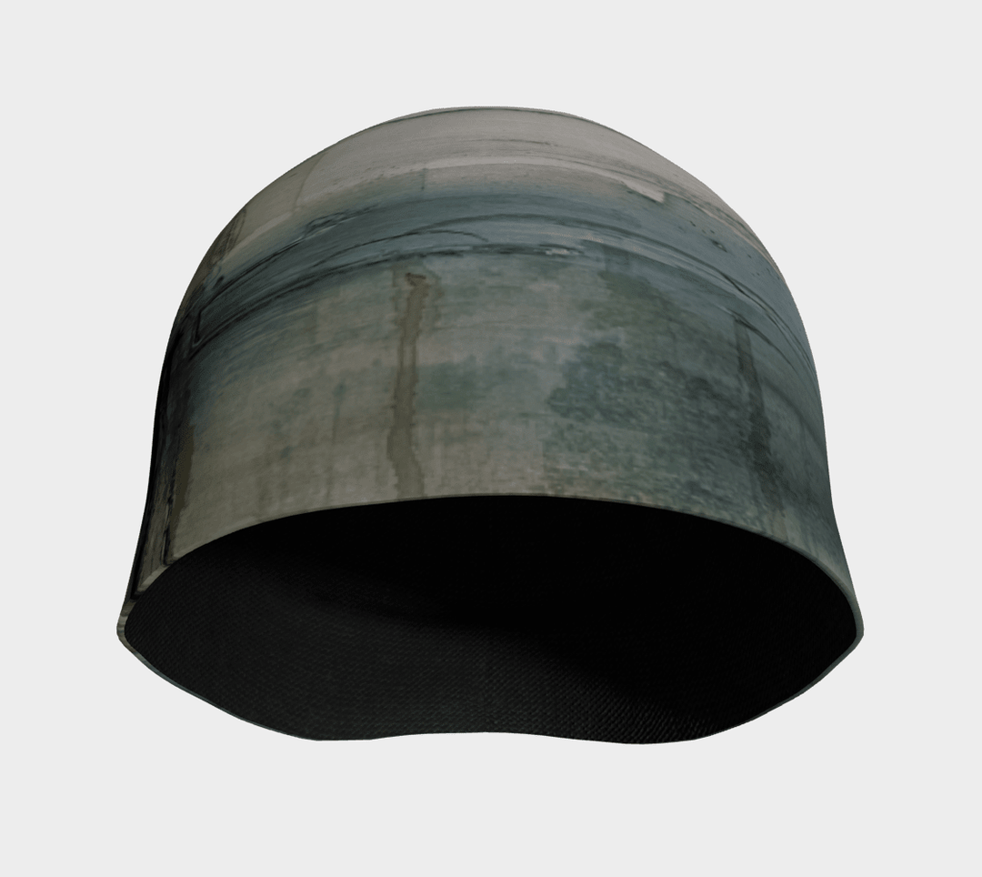 Interior view of the Wall Beanie showing the dark bamboo lining and abstract grey print.