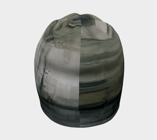 Split view of the Wall Beanie showing abstract patterns in grey and darker tones.