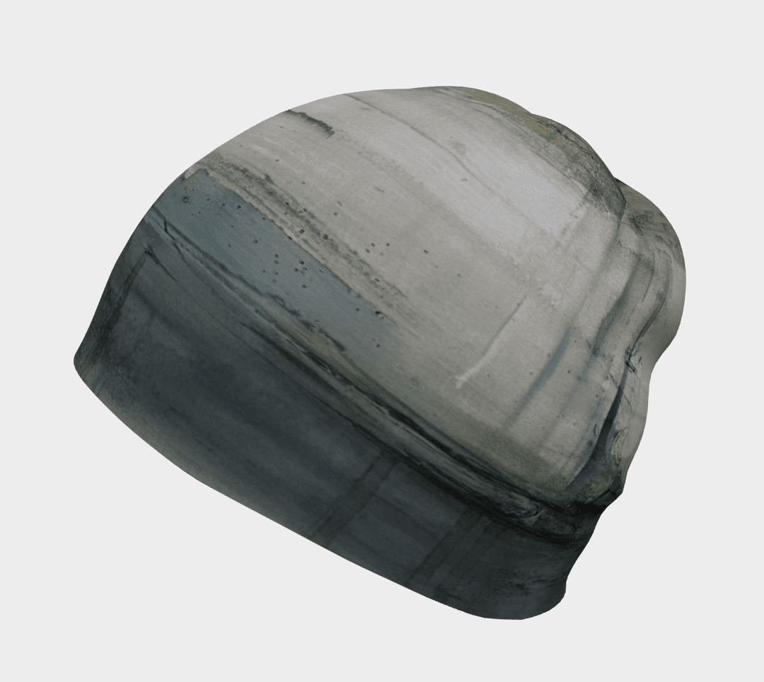 Wall Beanie in a monochrome abstract print, displayed at an angle.