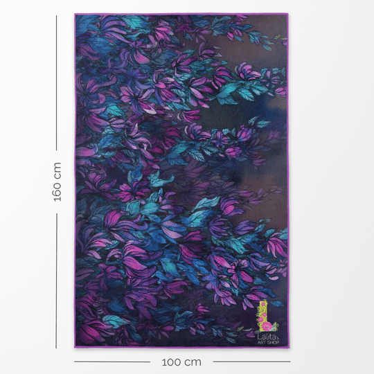 Wisteria Luxury Microfiber Towel with dimensions 100 cm wide and 160 cm long indicated.