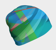 Right side view of the bamboo beanie for adults and children with butterflies pattern. made with bamboo, breathable, best ski hat.